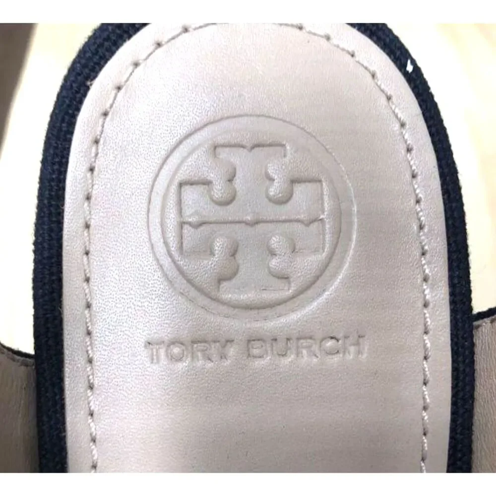 Tory Burch Sonoma Embroidered Floral Canvas Platform Wedge Sandals Ankle Strap